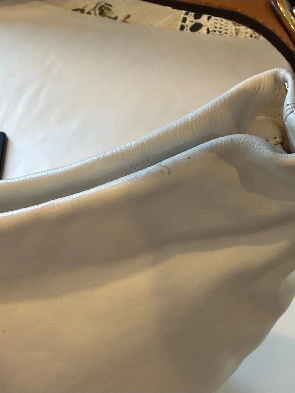 Michael Kors Cream Leather Hobo Bag with Brown Strap Vintage Gold hardware